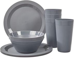 img 4 attached to 🍽️ US Acrylic Newport Dinner Set 12-Piece