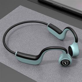 img 2 attached to 🎧 Green Bone Conduction Headphones Bluetooth DDJ Open Ear Wireless Sweatproof Running Headphones for Sports Driving Cycling