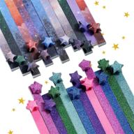 🌟 960 pieces origami stars paper folding glitter star paper with beautiful designs assorted colors for diy paper crafts in outer space theme logo