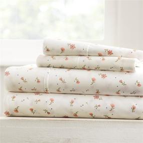 img 4 attached to Soft Floral King Pink Linen Market 4 Piece Sheet Set