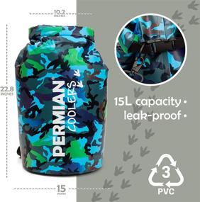 img 3 attached to 🎒 PERMIAN Camouflage Portable Cooler Bag Roll Top - 15L Insulated, Waterproof Dry Bag for Boating/Fishing, Camping/Hiking Backpack, Leakproof, Floating Cooler for Kayaking - Camo