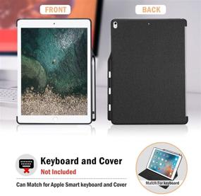 img 1 attached to 📱 ProCase iPad Pro 12.9 2017/2015 Companion Back Cover Case with Apple Pencil Holder | Compatible with Apple Smart Keyboard and Smart Cover | Black