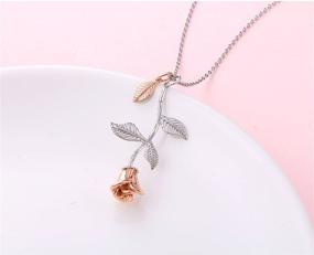 img 1 attached to S925 Sterling Silver Rose Flower Jewelry Set for Women and Teen Girls - Earrings, Ring, Pendant Necklace