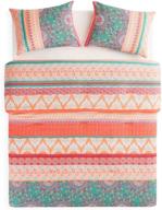 bohemian comforter set in orange coral boho chic mandala pattern, full size - soft microfiber bedding (3pcs) logo