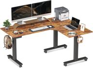 🪑 banti triple motors l-shaped electric standing desk, 63 inches adjustable height stand up desk, sit stand home office desk with rustic brown top and black frame logo