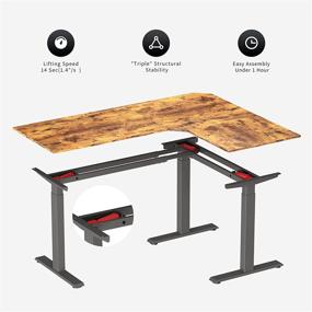 img 1 attached to 🪑 BANTI Triple Motors L-Shaped Electric Standing Desk, 63 Inches Adjustable Height Stand Up Desk, Sit Stand Home Office Desk with Rustic Brown Top and Black Frame