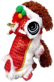 img 4 attached to 🦁 Adorable WORDERFUL Lion Dance Pet Costume: Red Sequined Chinese New Year Outfit for Small Dogs (Size 24)