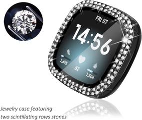 img 1 attached to 💎 Увеличьте и защитите свою Fitbit Versa 2 с Surace Crystal Diamond Темперированным стеклянным чехлом (3 шт., Черный/Серебряный/Прозрачный)