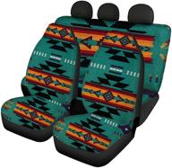 renewold ethnic print car seat cover set: unique aztec african tribe design for front & back seats, easy install - fits most vehicles logo