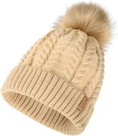 🧣 accsa women's winter beanie with soft faux fur pom pom, cable knit, warm fleece lining, chunky knit cuff - trendy hat for women logo