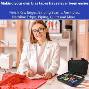 img 2 attached to 🧵 Ultimate Bias Tape Maker Kit: Finish Raw Edges, Quilt Binding with Popular Sewing Bias Maker Sizes 6/12/18/25mm 1/4",1/2",3/4",1" + Adjustable Binding Foot for Most Sewing Machines