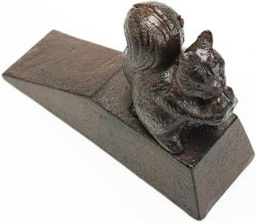 img 2 attached to 🐿️ Sungmor Heavy-Duty Cast Iron Cute Squirrel Door Stops - 13.8×5×10cm in Antique Style - Decorative Animal Statue Door Stopper Wedge - Windproof Door Holder for Patio, Yard, Garden, and Farmhouse