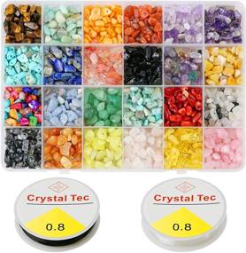 img 4 attached to 💎 Gemstone-Beads and Natural Crystal-Beads Irregular Chips Stone for DIY Jewelry Making - Premium Stone Beads Kit with 2 Rolls of Jewelry Beading Wire
