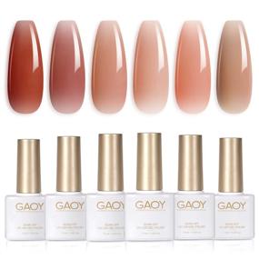 img 4 attached to 💅 GAOY Gel Nail Polish Set - 6 Colors: Red, Pink, Nude - UV LED Soak Off Shellac Nail Polish Kit for Home DIY Manicure & Salon Varnish