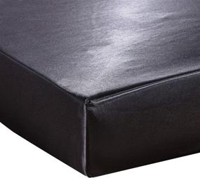 img 1 attached to Classic Luxury Silky Soft Queen Size Satin Fitted Sheet - Solid Black Color