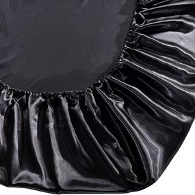 img 2 attached to Classic Luxury Silky Soft Queen Size Satin Fitted Sheet - Solid Black Color