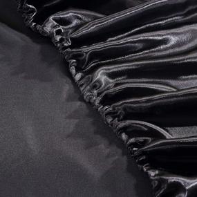 img 3 attached to Classic Luxury Silky Soft Queen Size Satin Fitted Sheet - Solid Black Color