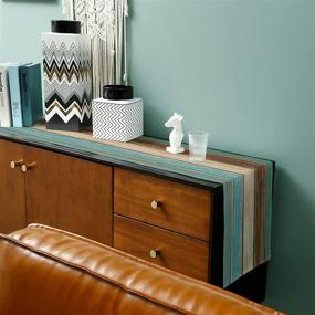 img 1 attached to 🍽️ ZEREAA Turquoise Stripes Texture Kitchen: Stylish and Functional Kitchen Décor