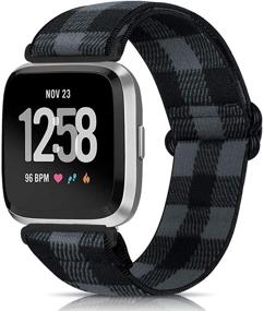img 2 attached to 🌸 akimoom Elastic Watch Band: Soft Breathable Replacement Wristband Bracelet with Cute Flower Pattern for Versa/Versa 2/Versa Lite - Sport Watch Strap for Women and Men
