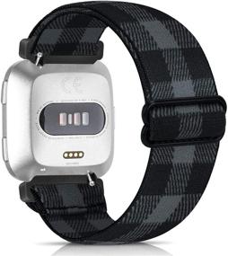 img 4 attached to 🌸 akimoom Elastic Watch Band: Soft Breathable Replacement Wristband Bracelet with Cute Flower Pattern for Versa/Versa 2/Versa Lite - Sport Watch Strap for Women and Men