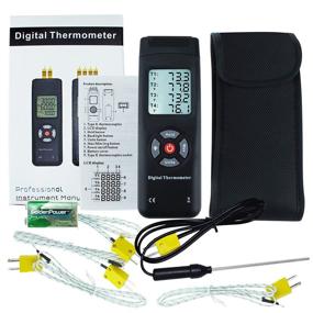 img 3 attached to High-precision Digital 4 Channels K Type Thermocouple Thermometer with Metal & Bead Probes: Handheld, Backlit, High Temp Meter Tester - Multi Measurement Instrument Tool