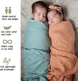 img 3 attached to 👶 Premium Baby Muslin Swaddle Blankets: Ultra-Soft Receiving Nursery Swaddling Wrap in 70% Bamboo and 30% Cotton, Large 47 x 47 inches, 4 Pack - Perfect for Neutral Newborn Girls and Boys!