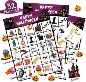 img 4 attached to 🎃 V-Opitos Halloween Bingo Game Card: Fun for Kids/Adults, 32 Players - Family/School Classroom/Large Group Game & Party Favor for Toddler Boy/Girl