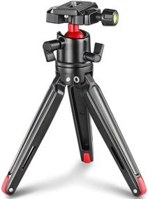 img 4 attached to SMALLRIG Tabletop Tripod, Compact Mini Desktop Travel Tripod with 360° Ball Head and Quick Release Plate - Lightweight Aluminum Alloy for DSLRs, Compact Cameras, Phone, Gopro (Black)