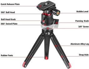 img 2 attached to SMALLRIG Tabletop Tripod, Compact Mini Desktop Travel Tripod with 360° Ball Head and Quick Release Plate - Lightweight Aluminum Alloy for DSLRs, Compact Cameras, Phone, Gopro (Black)