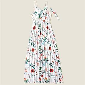 img 3 attached to 👗 IFFEI Mommy and Me Matching Dress: Spaghetti Strap Summer Casual Sundress for Beach - Sleeveless Dress with Headband