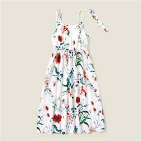 img 2 attached to 👗 IFFEI Mommy and Me Matching Dress: Spaghetti Strap Summer Casual Sundress for Beach - Sleeveless Dress with Headband