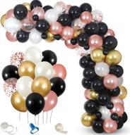 🎉 graduations bachelorette retirement bridal shower birthday party decorations - balloon garland kit, black rose gold + white gold rose gold confetti balloons логотип