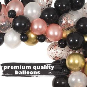 img 3 attached to 🎉 Graduations Bachelorette Retirement Bridal Shower Birthday Party Decorations - Balloon Garland Kit, Black Rose Gold + White Gold Rose Gold Confetti Balloons