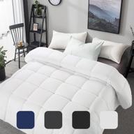 🛏️ meritlife queen size all season quilted duvet insert - lightweight & cooling comforter with corner tabs - 2100 series reversible - machine washable - white queen (88"x88") logo