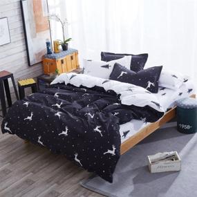 img 2 attached to 🦌 Mengersi White Christmas Deer Bedding Set - King Size Duvet Cover & Pillowcase with Zipper