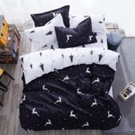 🦌 mengersi white christmas deer bedding set - king size duvet cover & pillowcase with zipper logo