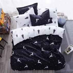 img 4 attached to 🦌 Mengersi White Christmas Deer Bedding Set - King Size Duvet Cover & Pillowcase with Zipper