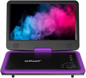 img 4 attached to 📺 ieGeek Portable DVD Player 12.5" with 10.5" HD Rotating Screen, Car Travel DVD Players with 5-Hour Rechargeable Battery, Region-Free Video Player for Kids and Elderly, Remote Control, TV Sync, USB & SD, Purple