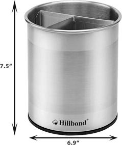 img 2 attached to Hillbond Stainless Steel Utensil Holder: Removable Divider, 360° Rotating, No Tip Over Base - Extra Large Kitchen Organizer