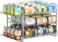 📦 efficient and space-saving bextsrack can rack organizer: stackable pantry can storage holder with side basket - holds 42 cans for kitchen pantry cabinet - silver логотип