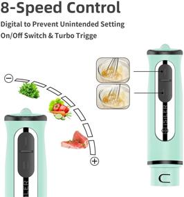 img 2 attached to 🧪 ISILER Immersion Hand Blender: 5-in-1 500-Watt Multi-Purpose Stick Blender with Food Chopper, Container, Milk Frother, Egg Whisk, 8-Speed - Perfect for Pureeing Infant Food, Smoothies, Soups