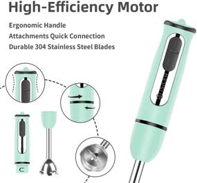 img 3 attached to 🧪 ISILER Immersion Hand Blender: 5-in-1 500-Watt Multi-Purpose Stick Blender with Food Chopper, Container, Milk Frother, Egg Whisk, 8-Speed - Perfect for Pureeing Infant Food, Smoothies, Soups