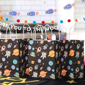 img 1 attached to 🚀 Ultimate Outer Space Party Bags for Kids - Sharlity 24 Packs with Handles, Ideal for Space Themed Birthday Celebrations (8.5 x 6.3 x 3.15 inch)