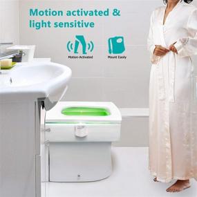 img 3 attached to 🚽 2-Pack Original Toilet Night Light with Motion Sensor Activated LED Lamp - Fun 8 Colors Changing Bathroom Nightlight, Perfect Toilet Bowl Seat Decoration Gadget - Ideal Gift for Dad, Adults, Kids, and Toddlers