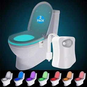 img 4 attached to 🚽 2-Pack Original Toilet Night Light with Motion Sensor Activated LED Lamp - Fun 8 Colors Changing Bathroom Nightlight, Perfect Toilet Bowl Seat Decoration Gadget - Ideal Gift for Dad, Adults, Kids, and Toddlers