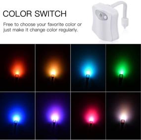 img 1 attached to 🚽 2-Pack Original Toilet Night Light with Motion Sensor Activated LED Lamp - Fun 8 Colors Changing Bathroom Nightlight, Perfect Toilet Bowl Seat Decoration Gadget - Ideal Gift for Dad, Adults, Kids, and Toddlers