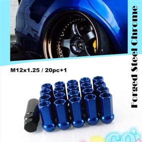 img 3 attached to 🔵 Комплект гаек колесных болтов I33T M12x1.25 с открытым концом, синие - 20 штук + 1 инструмент со шлицем.