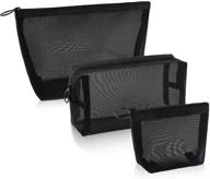🔖 versatile set of 3 mesh cosmetic bags – perfect for offices, travel & more! (black) logo