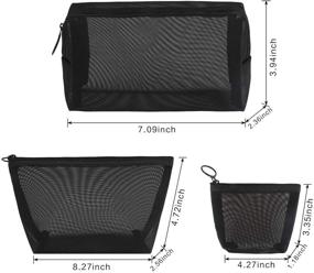 img 3 attached to 🔖 Versatile Set of 3 Mesh Cosmetic Bags – Perfect for Offices, Travel & More! (Black)