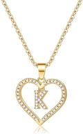 💖 iefshiny gold filled initial letter necklace for women & girls - cz love heart alphabet pendant necklace - perfect for women & teens logo